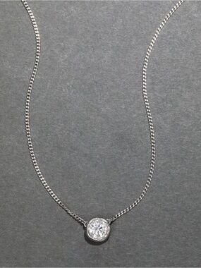 NEW Alexis Bittar Asterales Molten Bezel Necklace Silver Solitaire C Z AU09